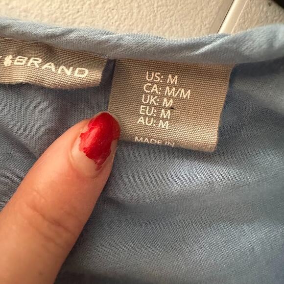 Lucky Brand Dress Sz M Blue Midi Floral Embroidered Tiered Ruffle Peasant Boho - Picture 7 of 8